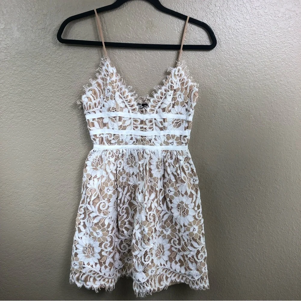 NBD Give it Up lace fit and flare mini dress!
